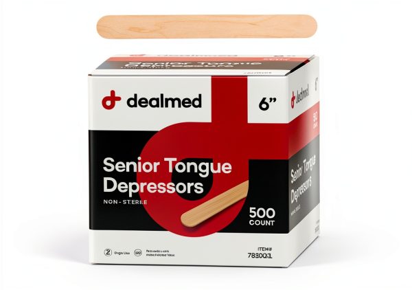 Dealmed 6 Inch Senior Tongue Depressors - 500 Wood Sticks for Medical-0