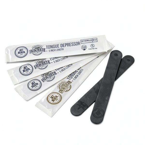 Jet Black Tattoo Tongue Depressor, Eco Friendly Tattoo Supplies, Individually packaged and EO Sterilized, Easy Transferring Ointments, 100 Count-0