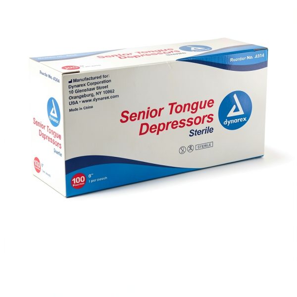 Dynarex Tongue Depressors Senior 6 Inch Sterile Birch Wood 100 Count-6