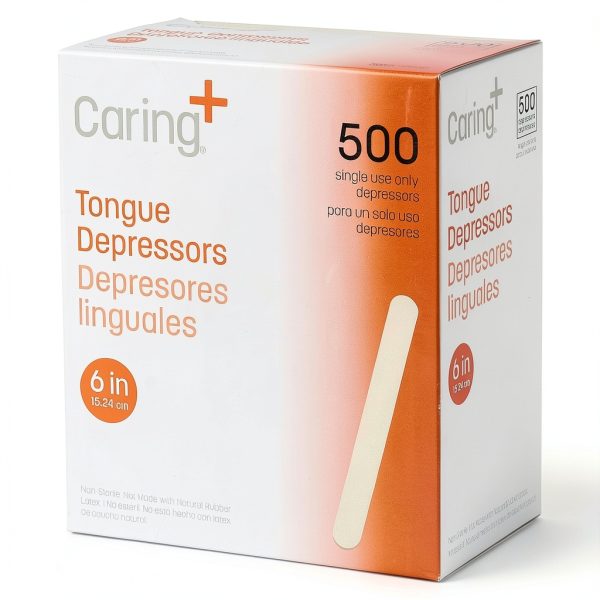 Caring Wood Tongue Depressors Non Sterile 6 Inch 500 Count Pack of 10-2