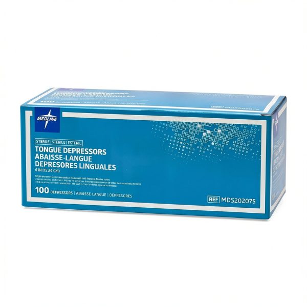 Medline Sterile Wooden Tongue Depressors 6" Medical Grade Box of 100-3