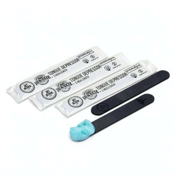 Jet Black Tattoo Tongue Depressor, Eco Friendly Tattoo Supplies, Individually packaged and EO Sterilized, Easy Transferring Ointments, 100 Count-1