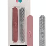 ezpz Sensory Tongue Depressors - All Ages (2 Pack in Blush/Pewter) - Silicone/Stainless Steel Tongue Depressor for Visibility Into The Mouth + Healthy Oral Care Routine-0