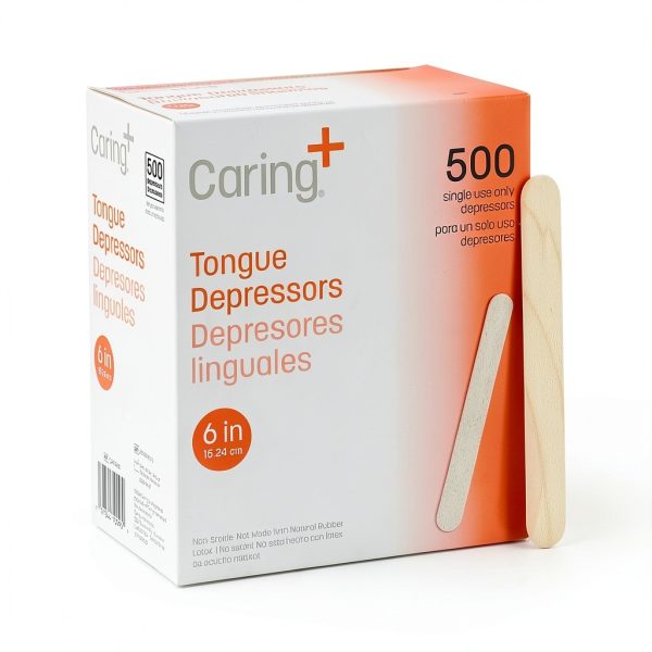 Caring Wood Tongue Depressors Non Sterile 6 Inch 500 Count Pack of 10-1